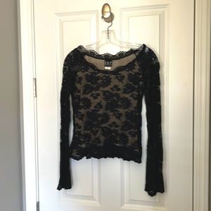 Black lace long sleeve top